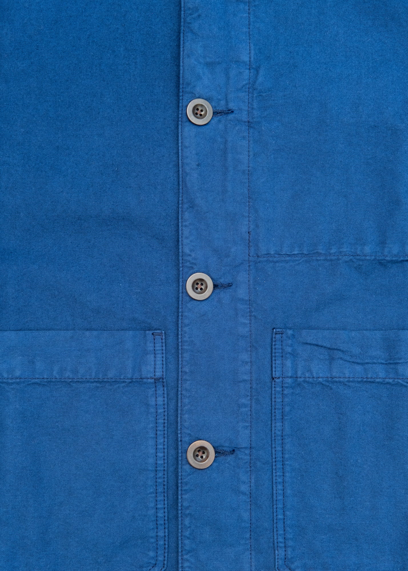 Garment Dyed Cotton Canvas Stand Collar Jacket in Uniform Blue - Image 3