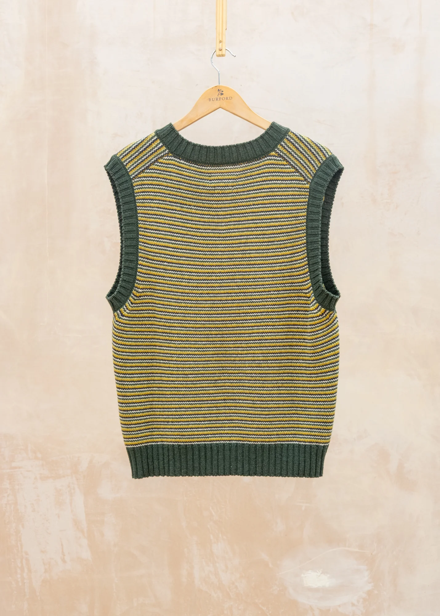 Fine Stripe Wool Cotton Tank in Green Multi - Image 2