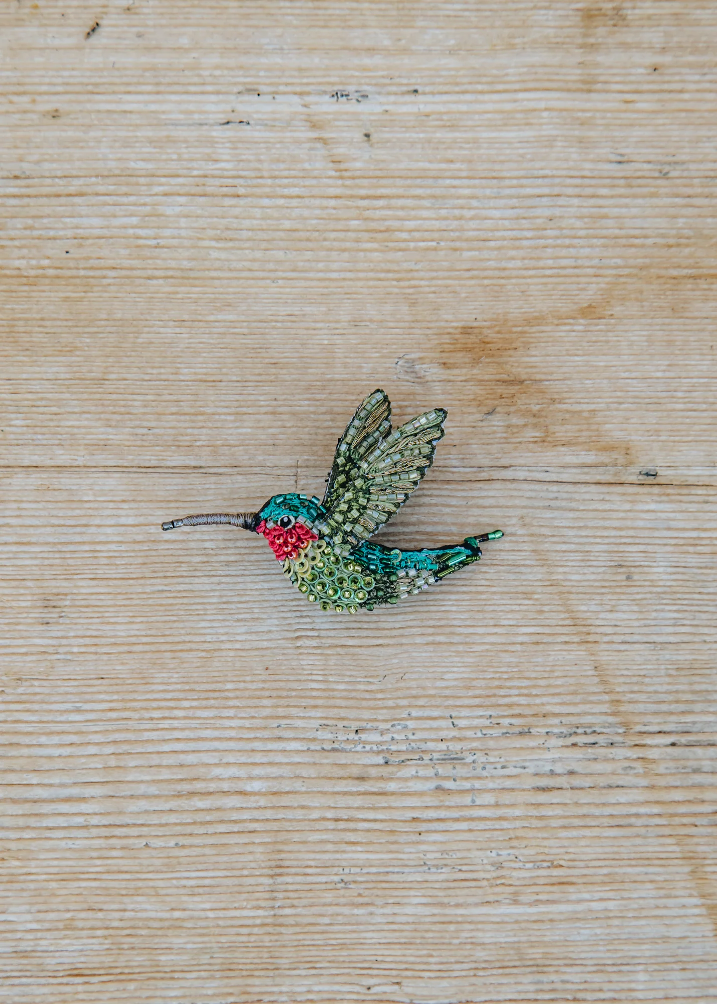 Ruby Throated Hummingbird Brooch