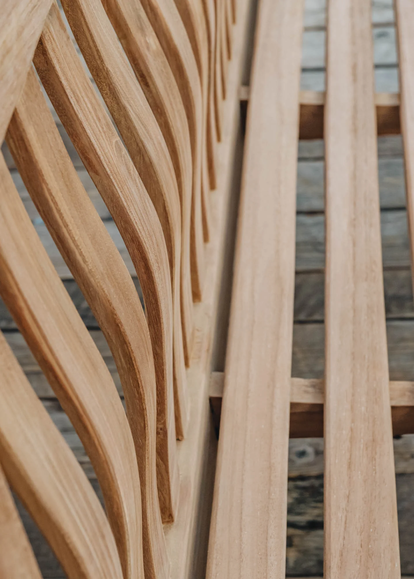 Two Seater Curved Back Teak Bench - Image 3
