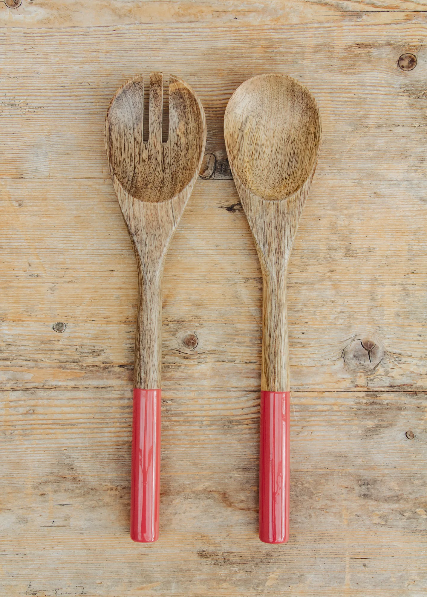 Mango Salad Servers in Burnt Brick