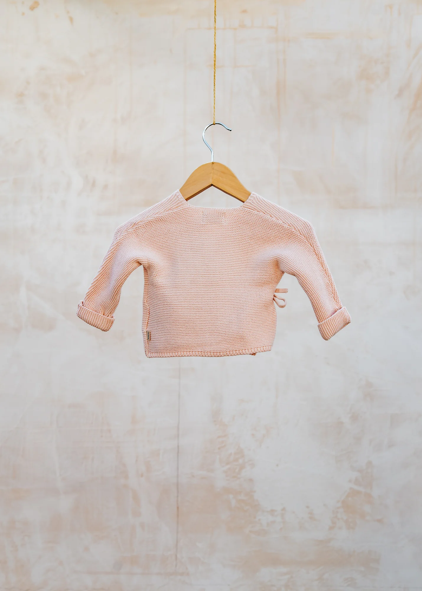 Babies' Knitted Wraparound Long Sleeve Siva Top in Powder - Image 2